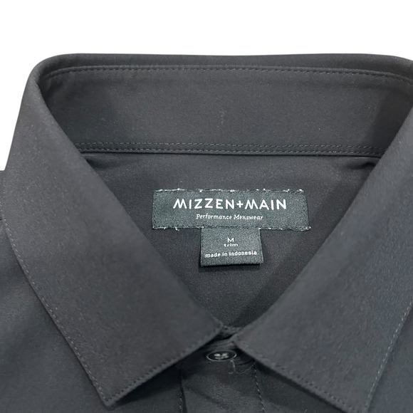 MIZZEN+MAIN Leeward Dress‎ Shirt Performance Trim Fit Black Long Sleeve Medium - Picture 2 of 7